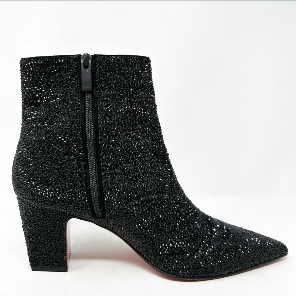 Christian Louboutin Aiglissima Strass Ankle Boots Black Block Heel Womens 10.5 - Picture 7 of 13